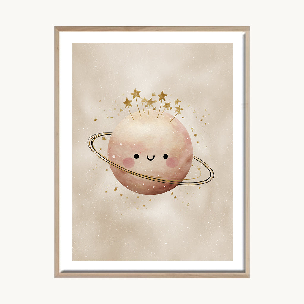 Cuadro Infantil Planeta Rosa Pastel