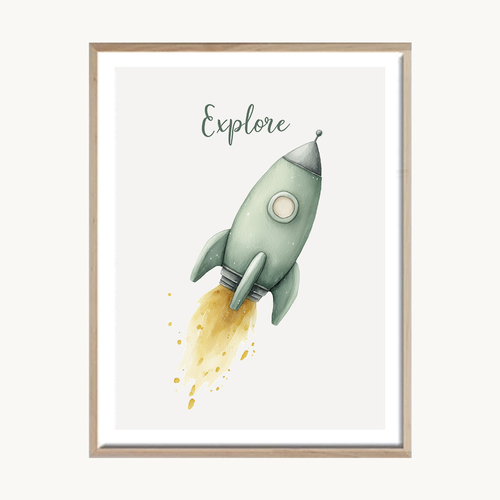 Cuadro Infantil Cohete Espacial