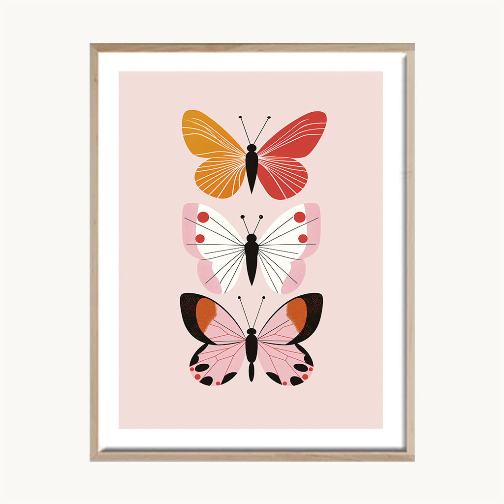 Set Cuadros Tríptico Infantil Mariposas Decorativo