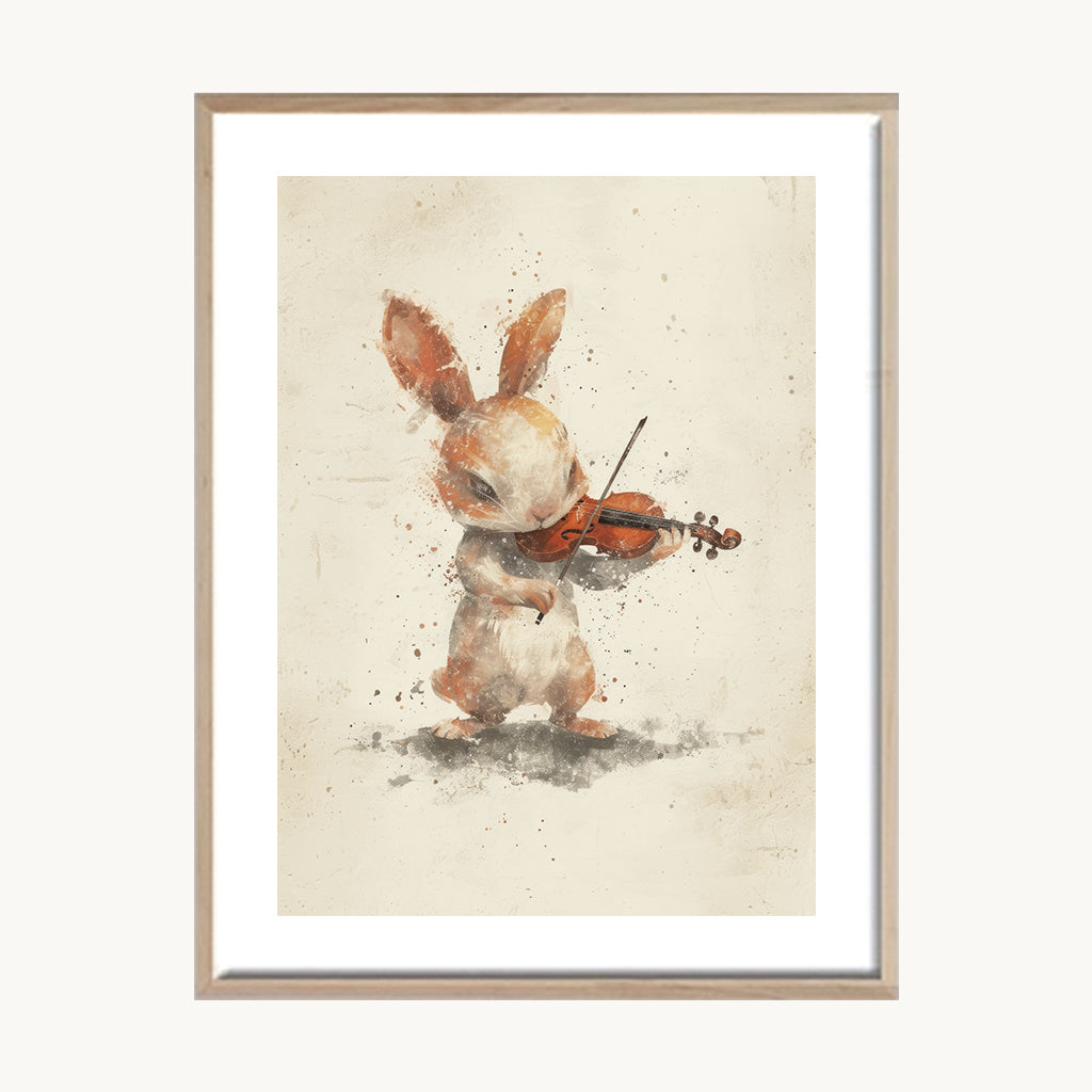 Cuadro Infantil Conejo Violinista