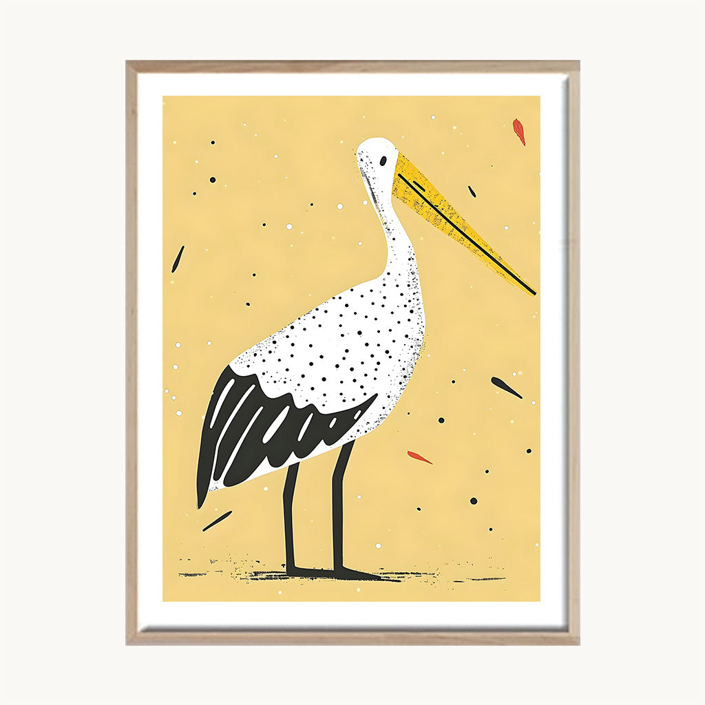 Cuadro Infantil Cigüeña Ilustrada