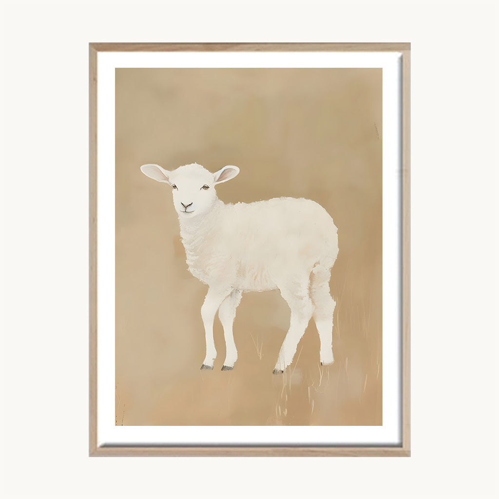 Cuadro Infantil Oveja Beige