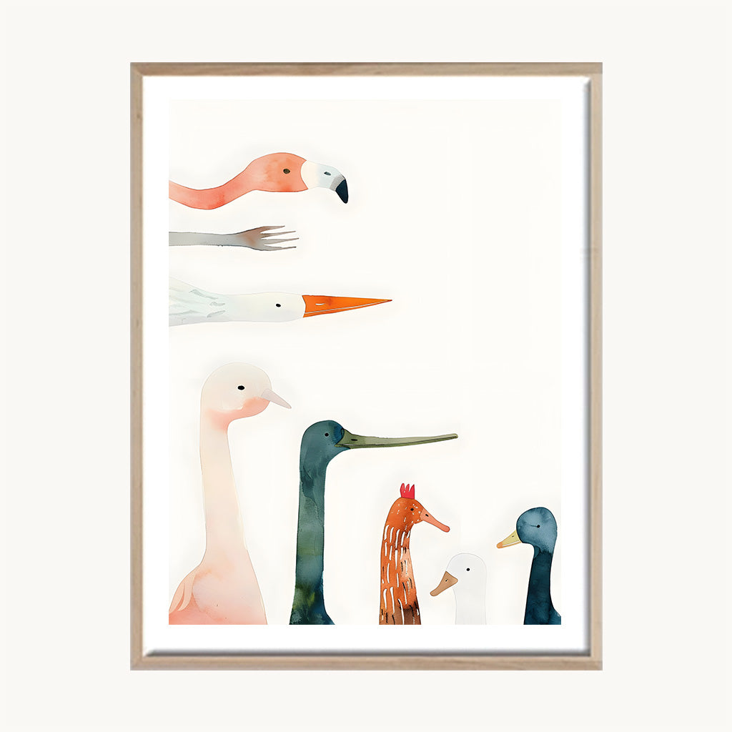 Cuadro Infantil Aves de perfil