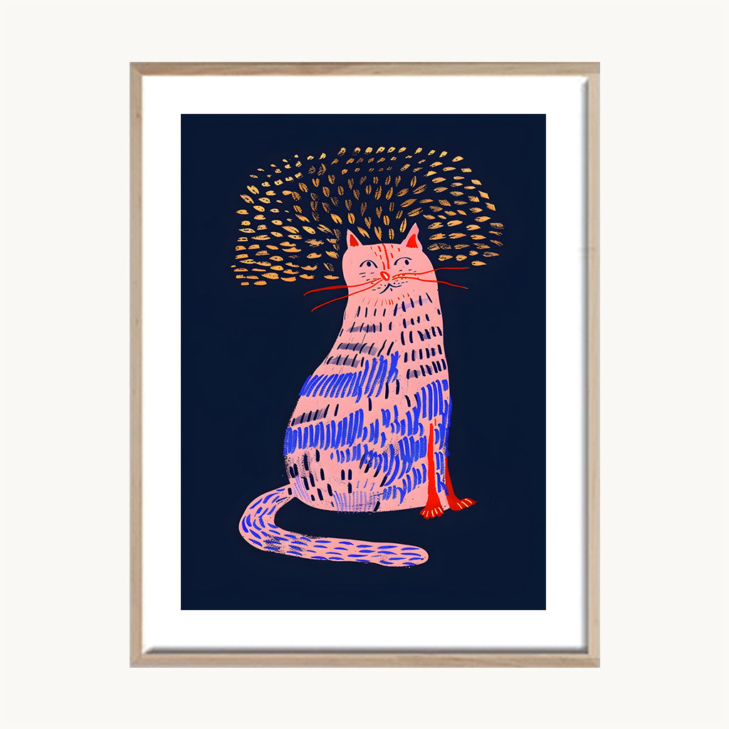 Cuadro Infantil gato Azul y Rosa Pop 2