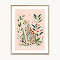 Cuadro Infantil Felina y Hojas Pastel 1