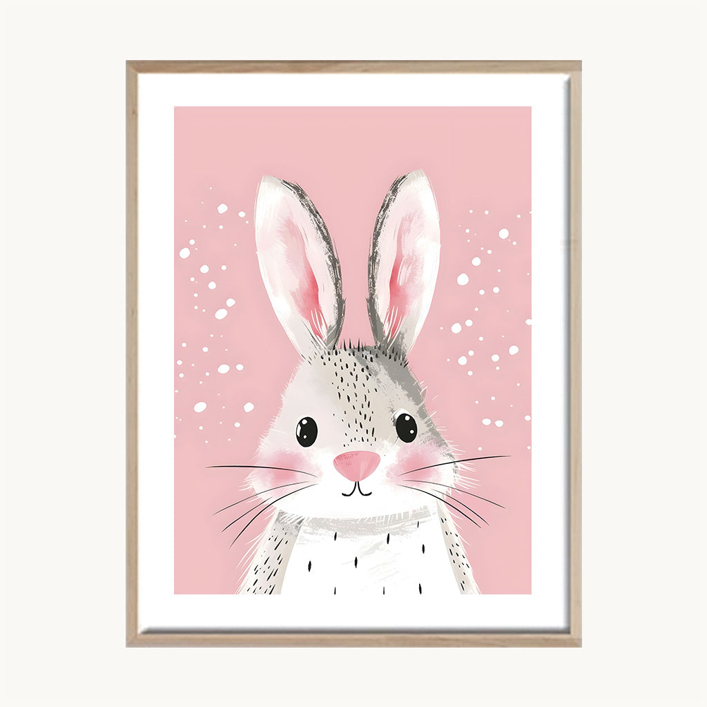 Cuadro Infantil Conejo fondo Rosa
