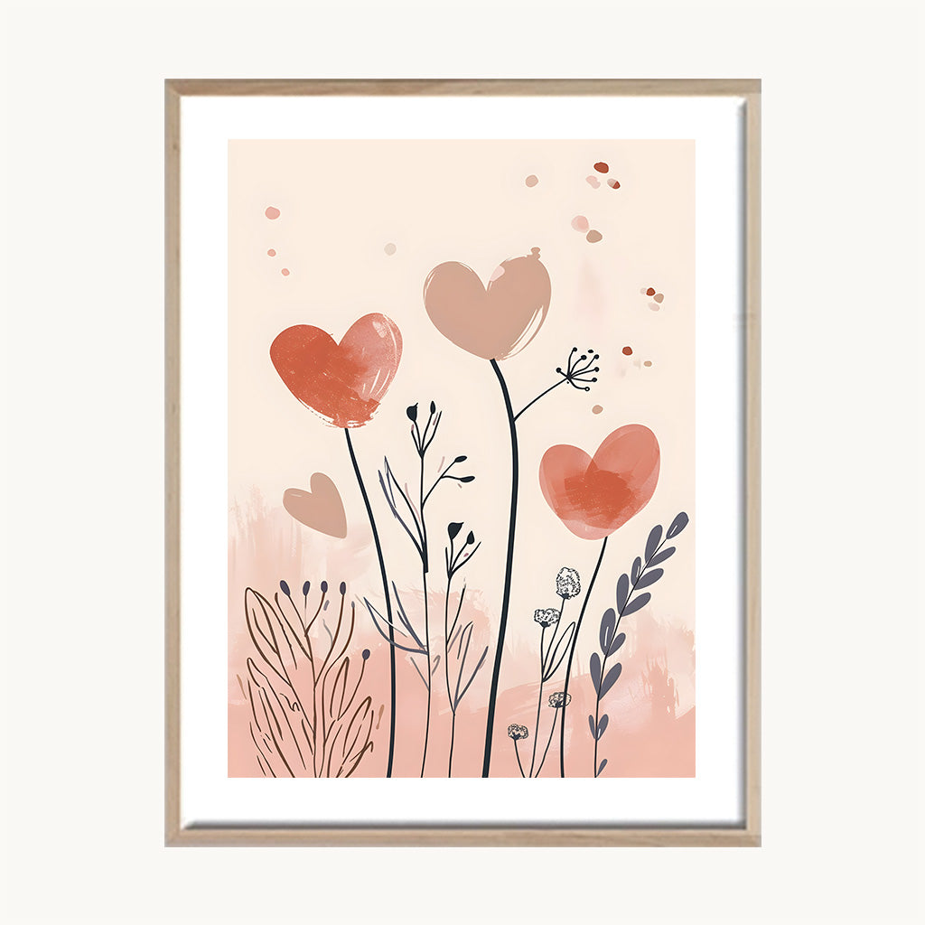 Cuadro Infantil Flores Corazón