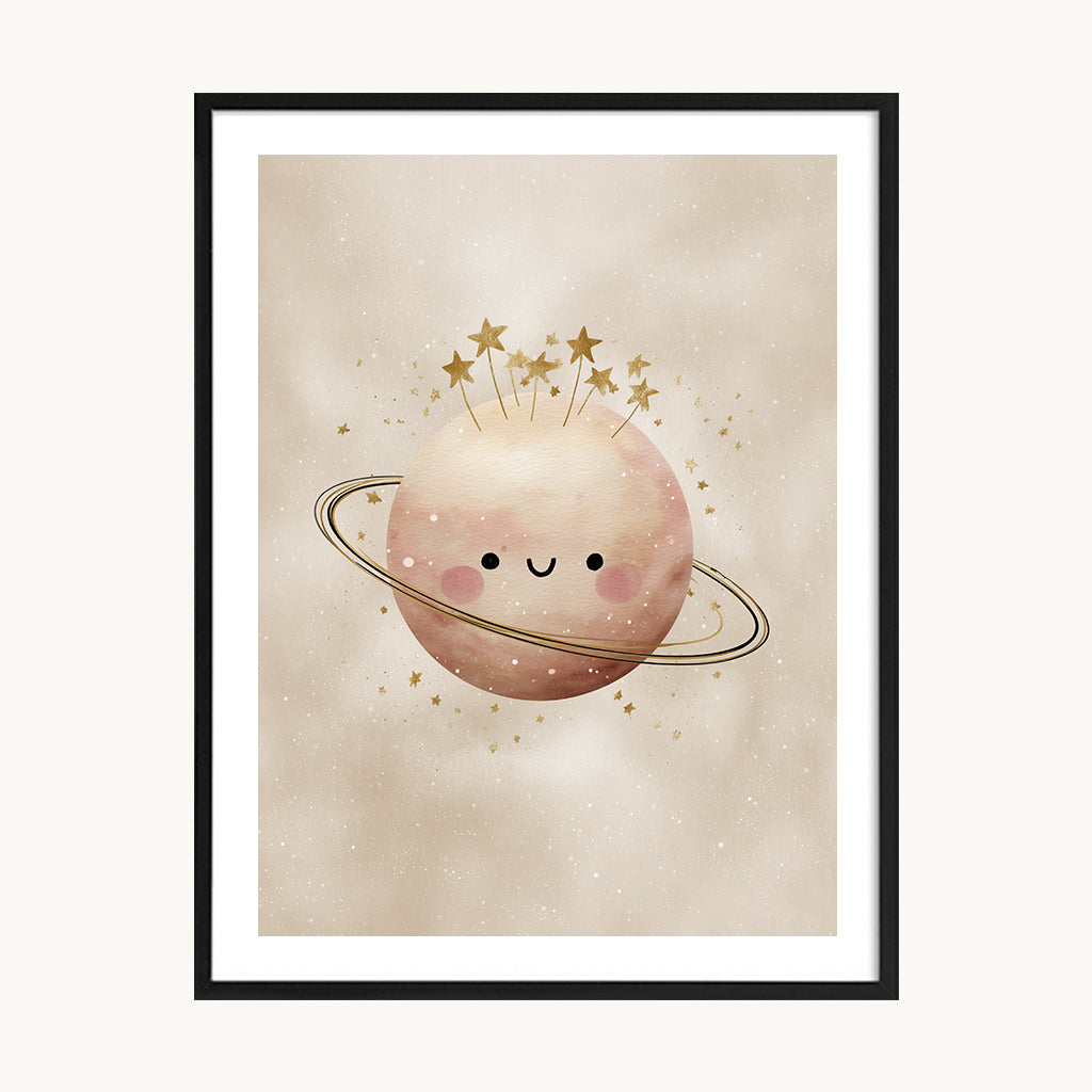 Cuadro Infantil Planeta Rosa Pastel