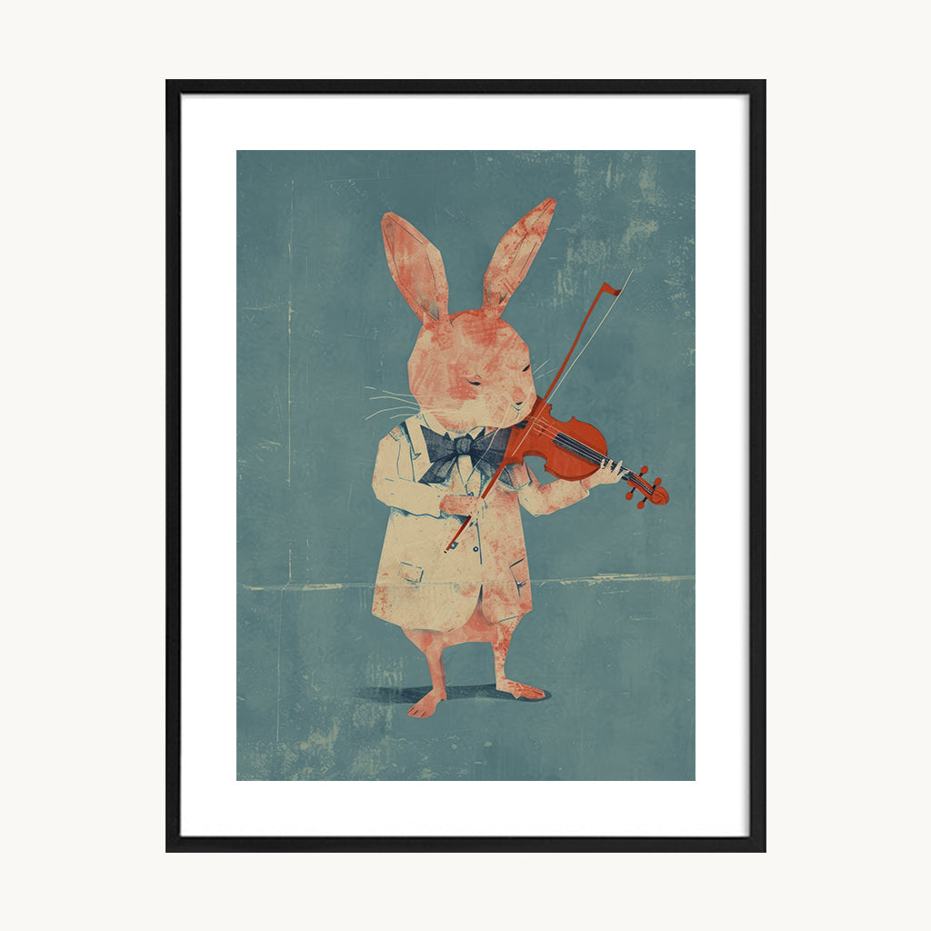 Cuadro Infantil Conejo corbatín violinista