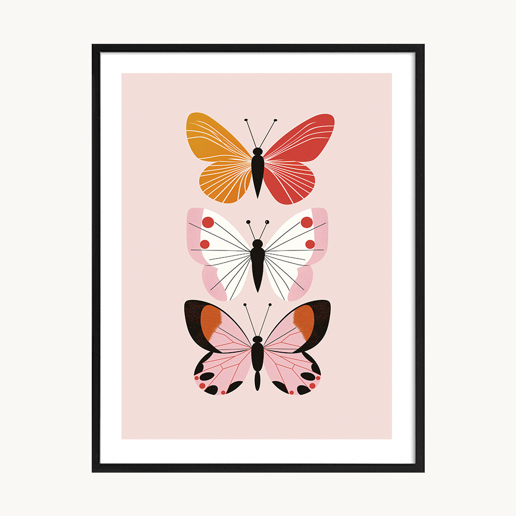 Set Cuadros Tríptico Infantil Mariposas Decorativo