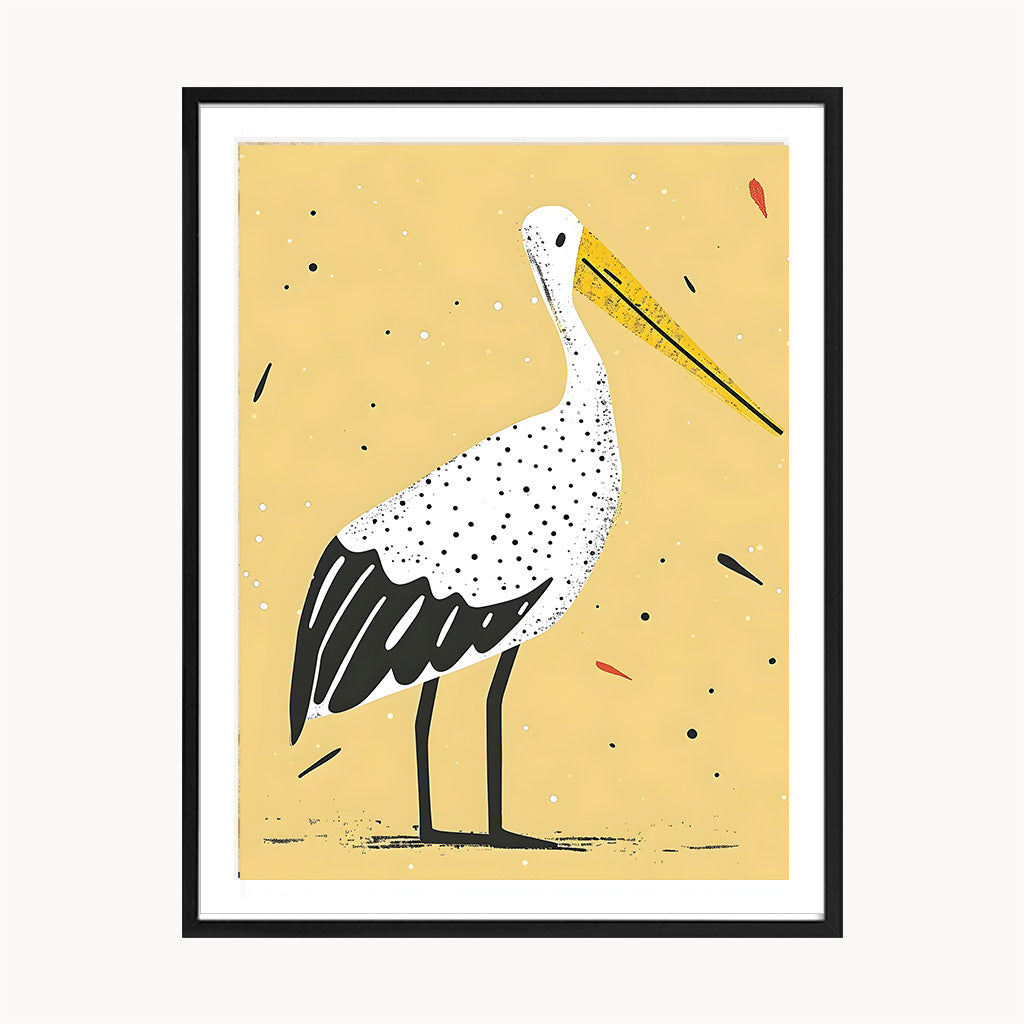 Cuadro Infantil Cigüeña Ilustrada