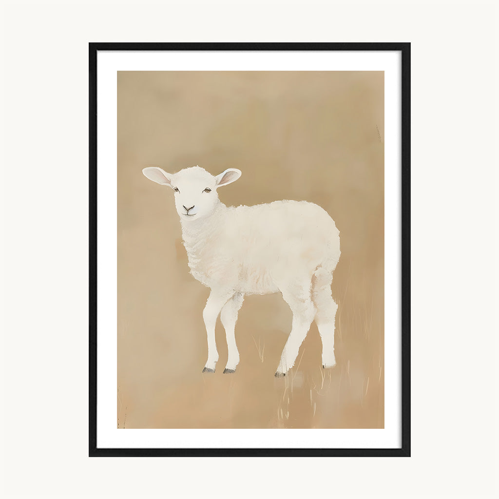 Cuadro Infantil Oveja Beige