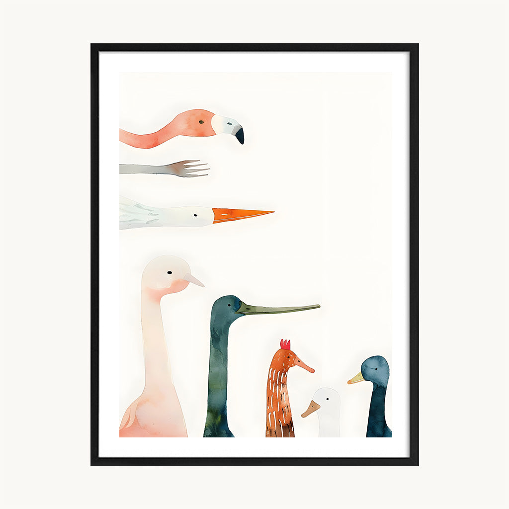 Cuadro Infantil Aves de perfil