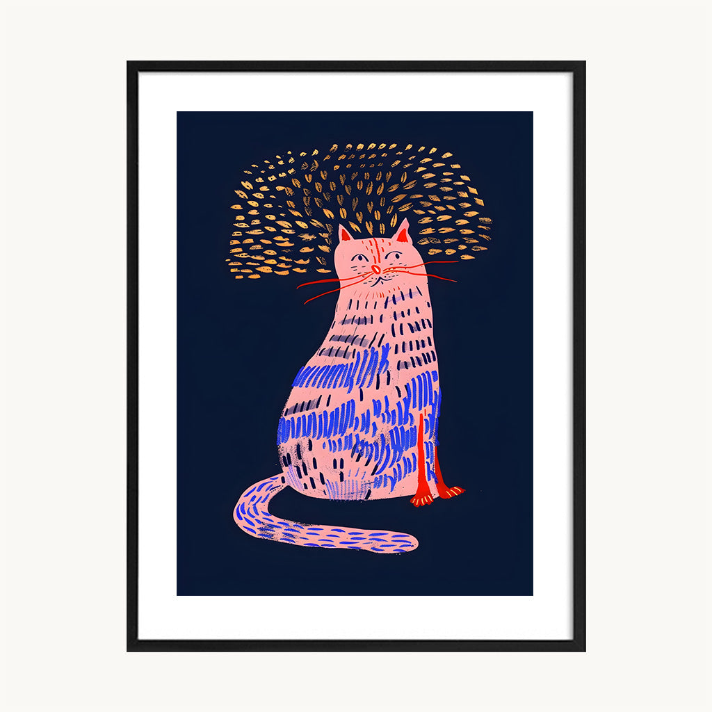 Cuadro Infantil gato Azul y Rosa Pop 2