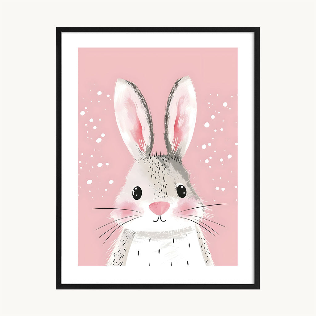 Cuadro Infantil Conejo fondo Rosa
