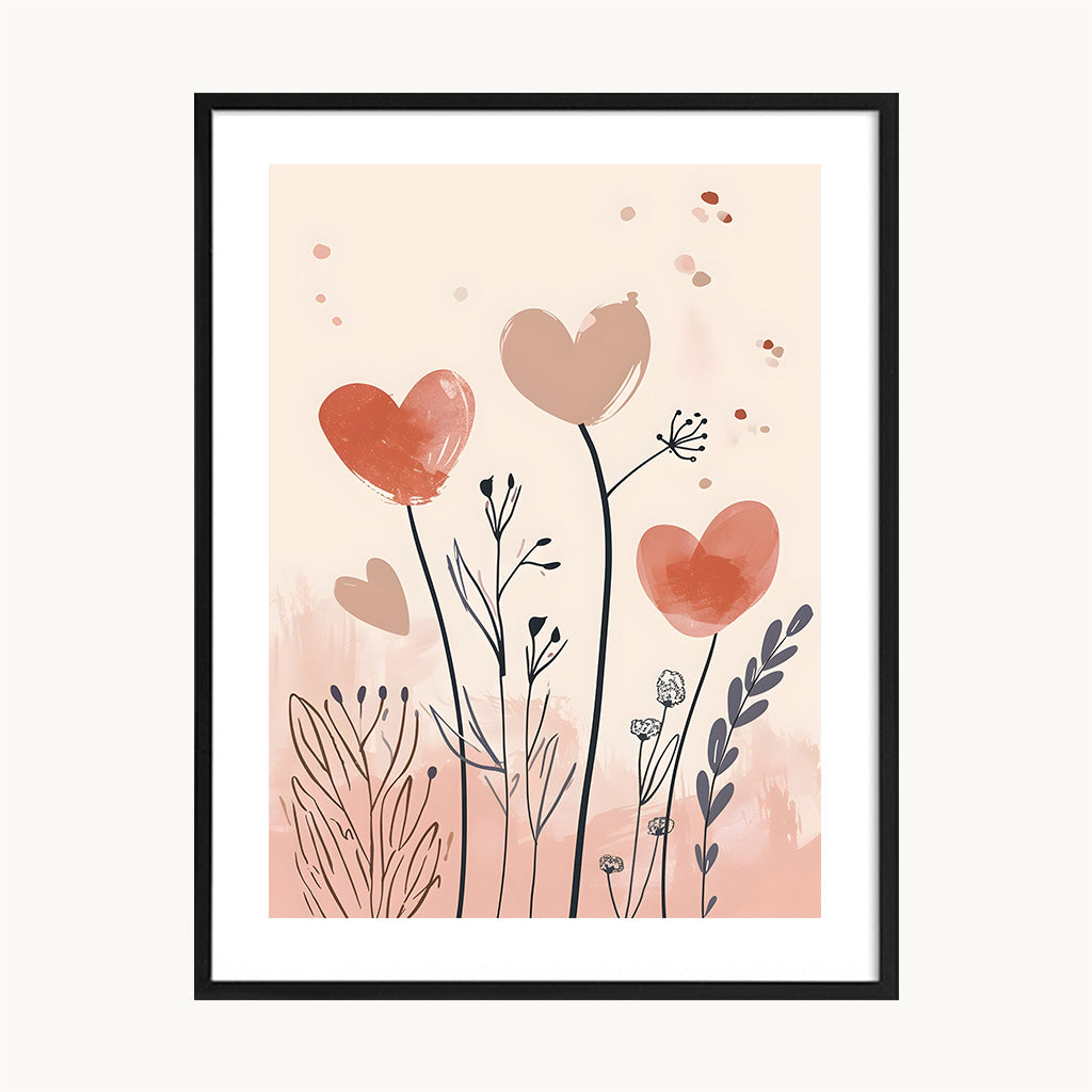Cuadro Infantil Flores Corazón