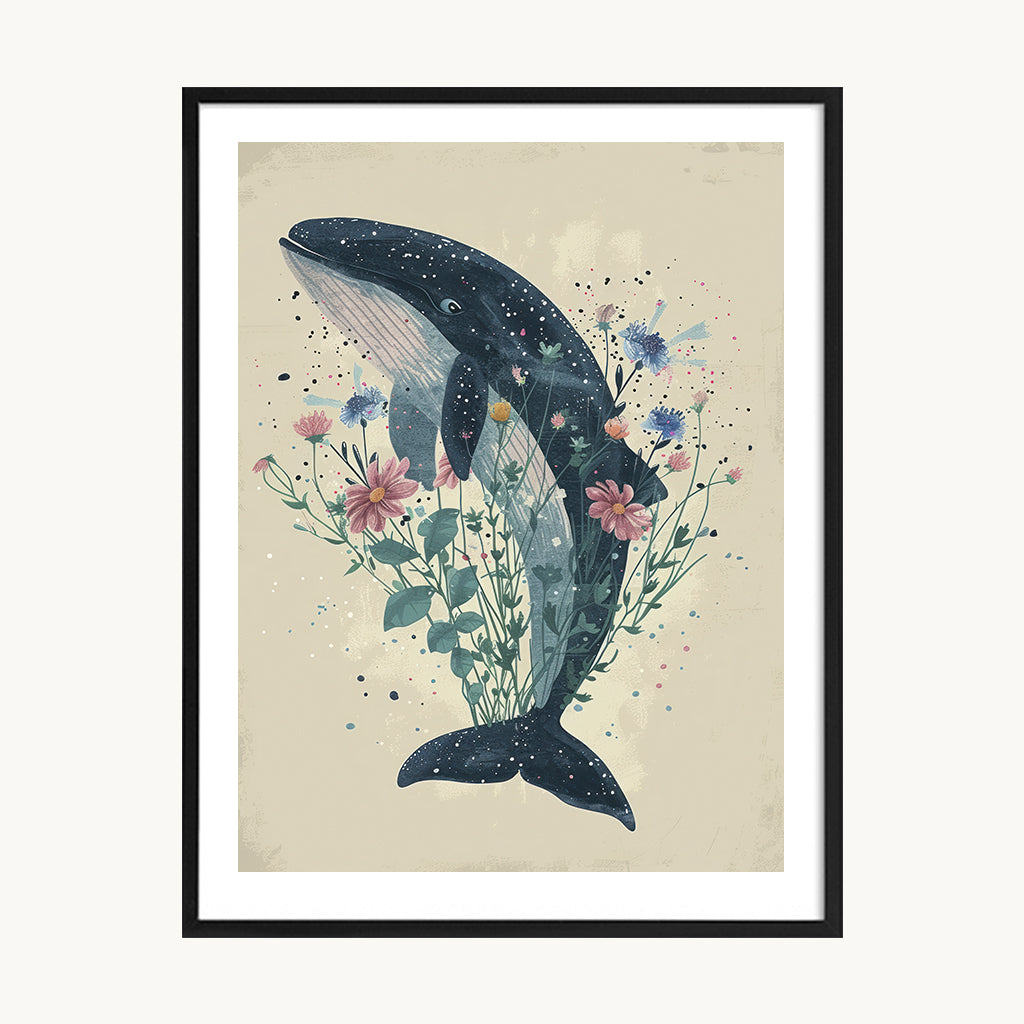Cuadro Infantil Ballena floral