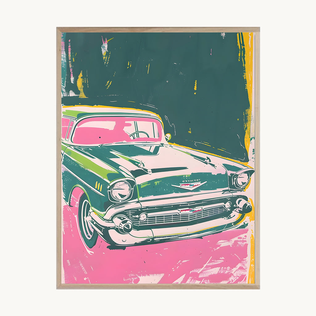 Cuadro Juvenil Auto Vintage Rosa