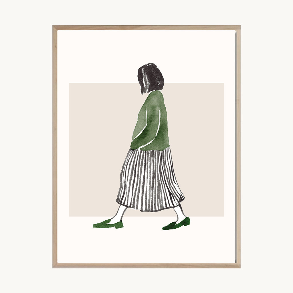 Cuadro Juvenil Mujer con verde minimal