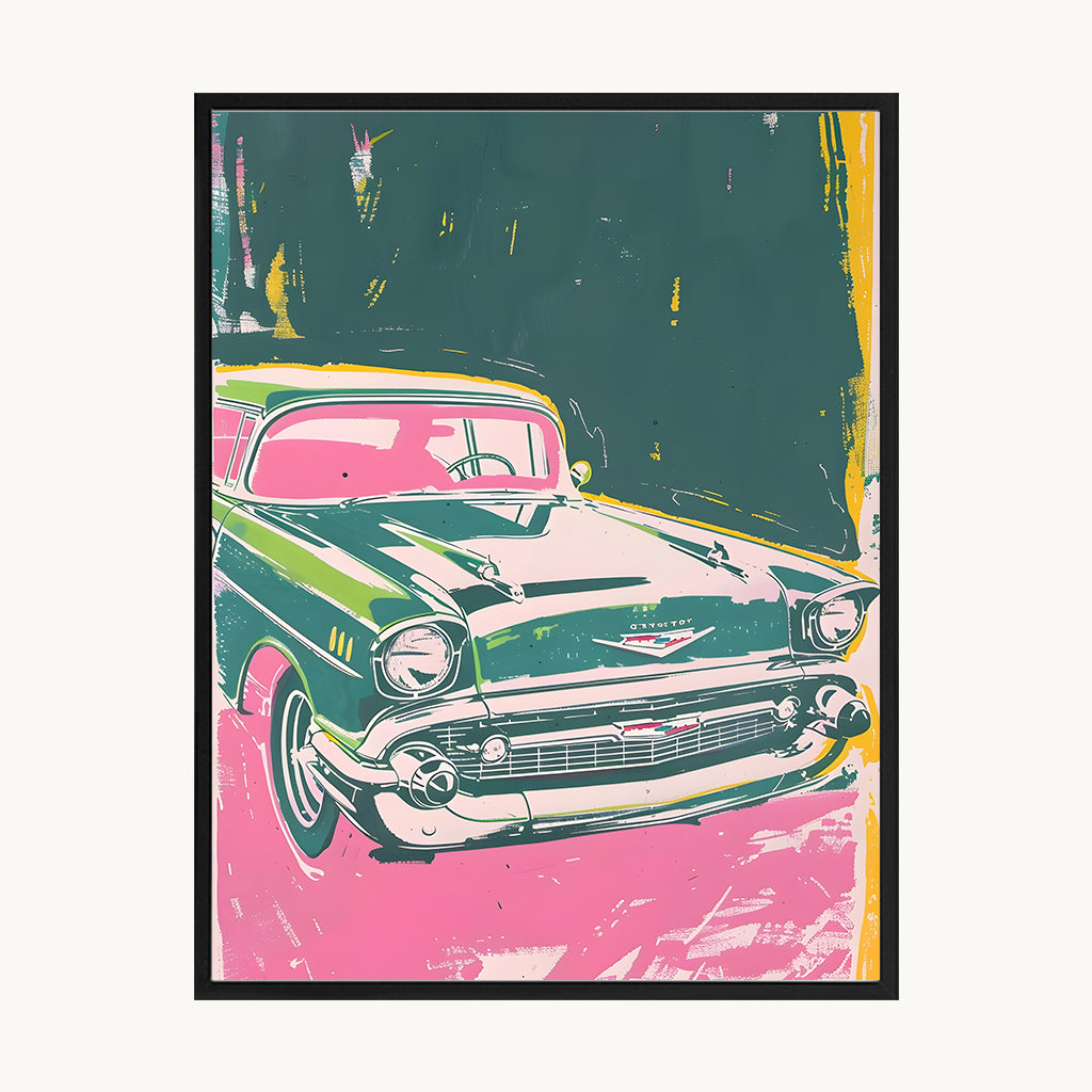 Cuadro Juvenil Auto Vintage Rosa