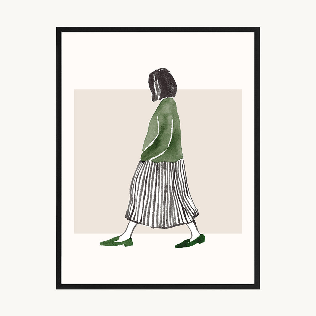 Cuadro Juvenil Mujer con verde minimal
