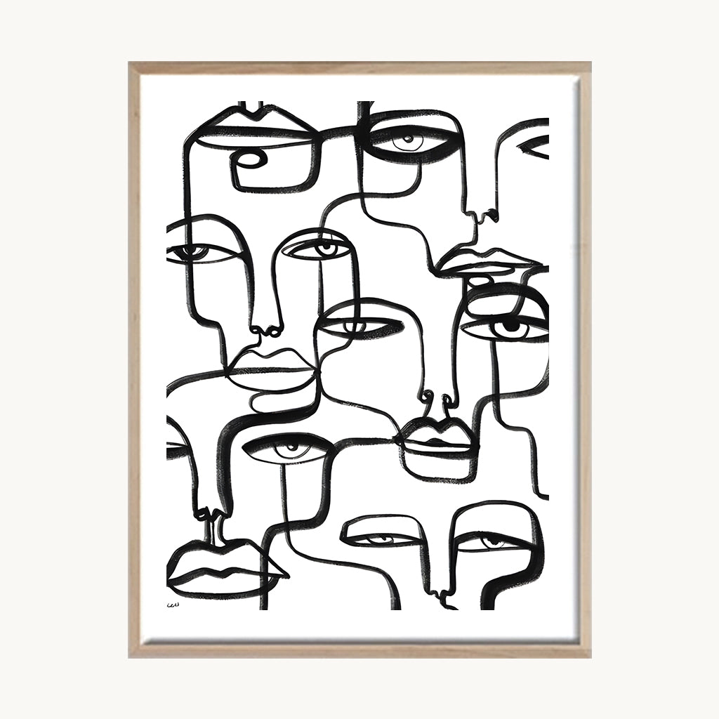 Cuadro Arte Moderno Rostros Lineales Minimalistas