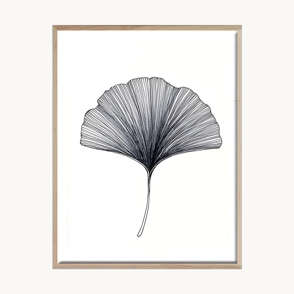 Cuadro Arte Moderno Hoja Ginkgo Minimalista