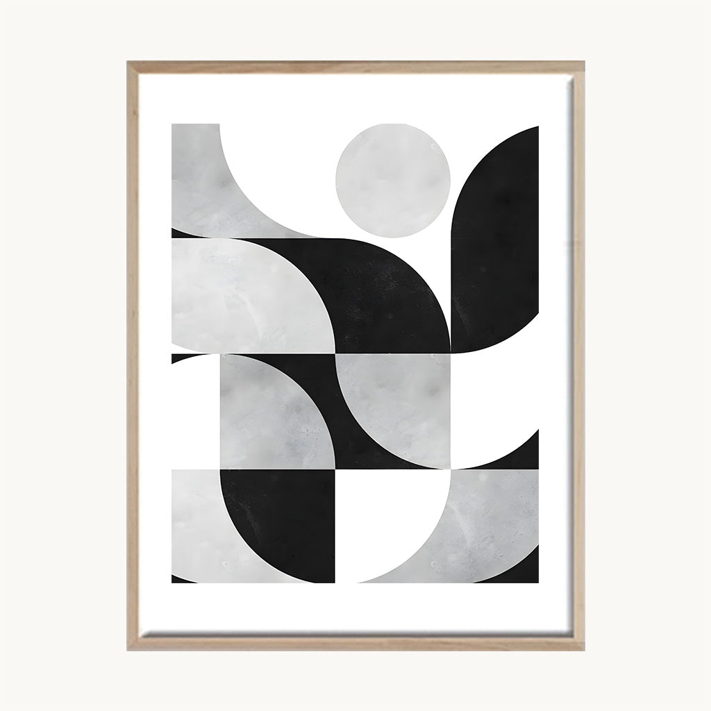 Cuadro Arte Moderno Geometría Abstracta Blanco y Negro