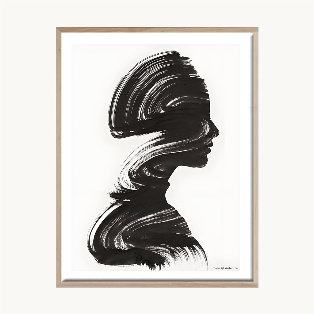 Cuadro Arte Moderno Perfil Escultura Negra