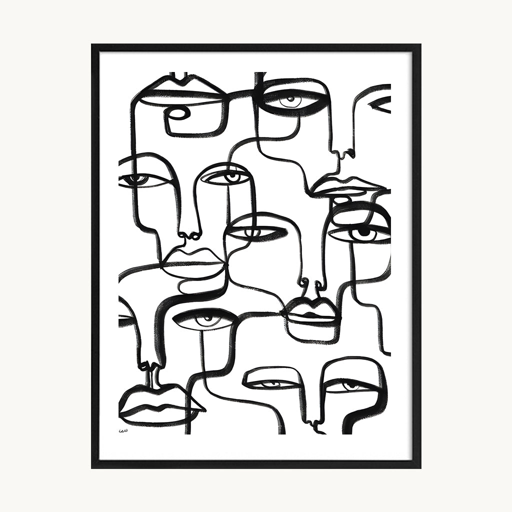 Cuadro Arte Moderno Rostros Lineales Minimalistas