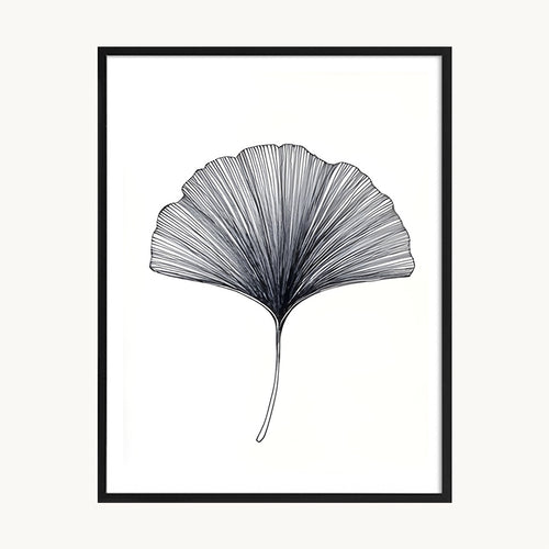 Cuadro Arte Moderno Hoja Ginkgo Minimalista