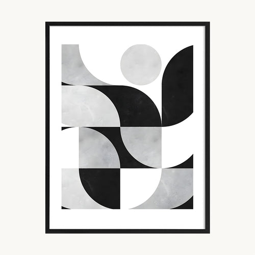 Cuadro Arte Moderno Geometría Abstracta Blanco y Negro