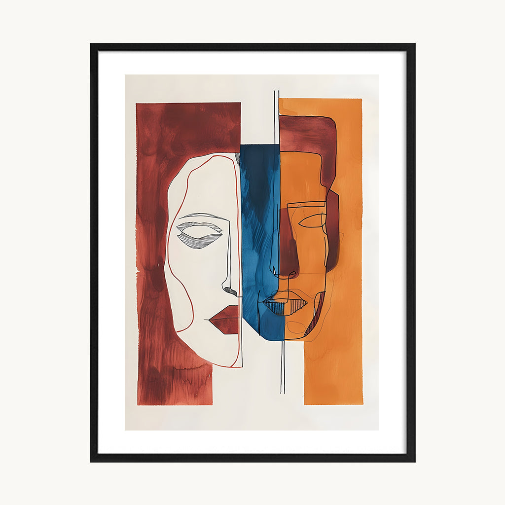 Cuadro Arte Moderno Retrato Abstracto Naranja