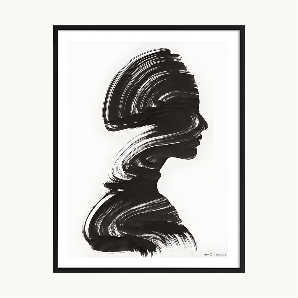 Cuadro Arte Moderno Perfil Escultura Negra