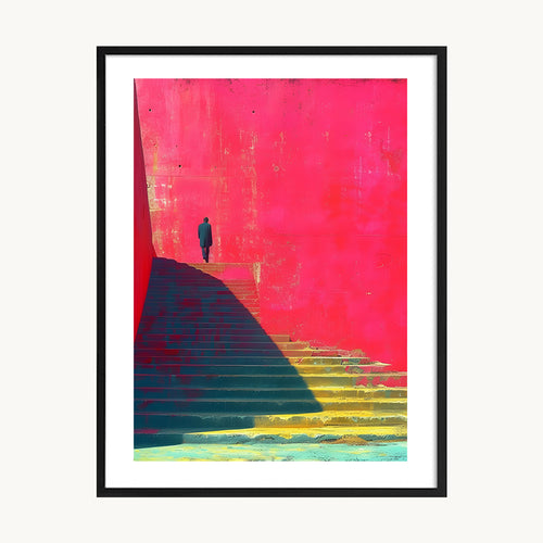 Cuadro Arte Moderno Composición Degradado Fucsia y Verde