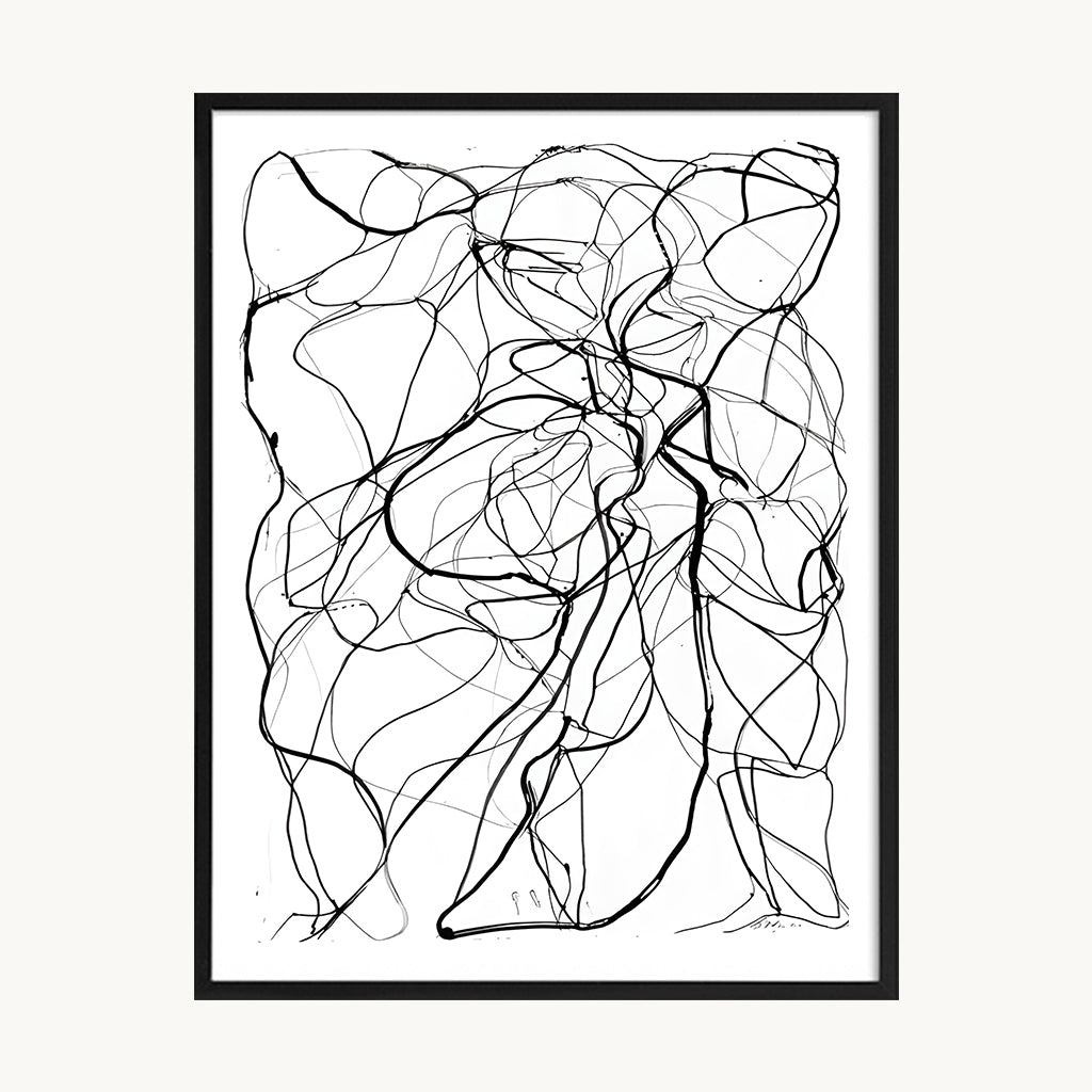 Cuadro Arte Moderno Trazo Expresivo Blanco y Negro