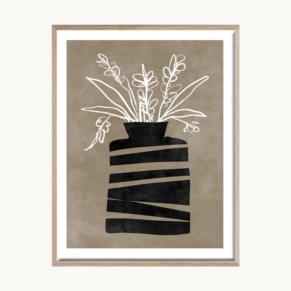 Cuadro Naturaleza Jarrón Floral Seco Minimalista
