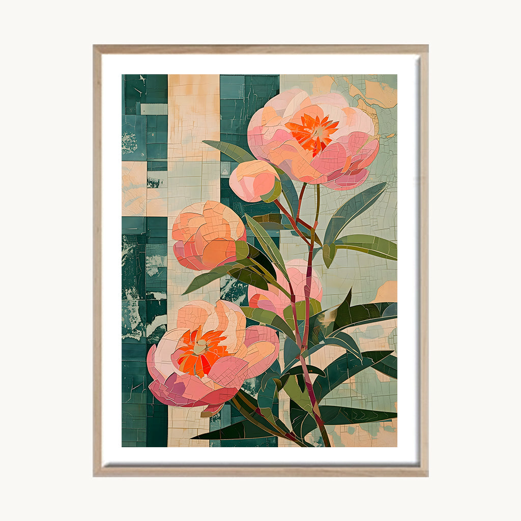 Cuadro Naturaleza Flores Peonías rosa y verde