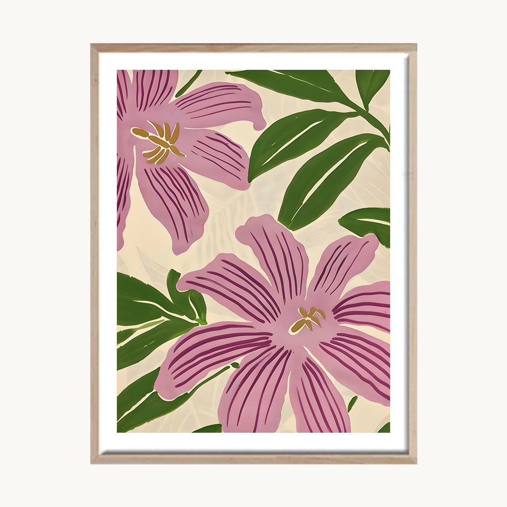 Cuadro Naturaleza Flores Rosadas Patrón Decorativo 1