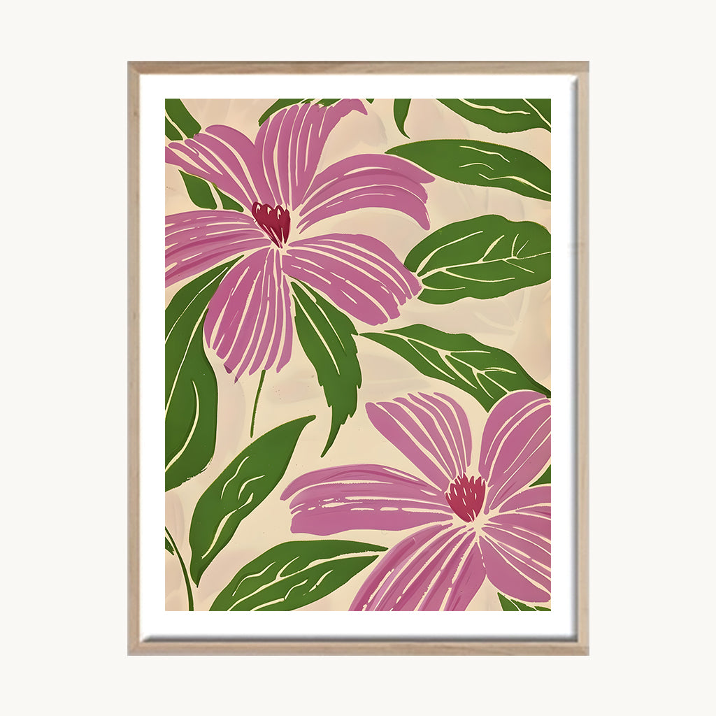 Cuadro Naturaleza Flores Rosadas Patrón Decorativo 2