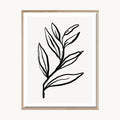 Cuadro Naturaleza Hojas Line Art Negro Minimalista