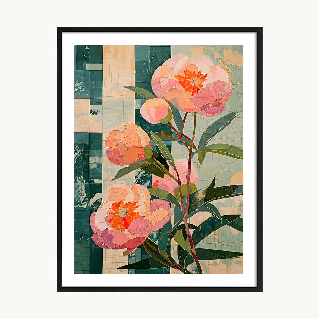 Cuadro Naturaleza Flores Peonías rosa y verde
