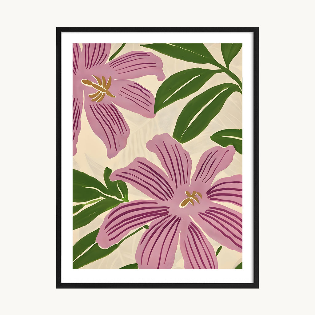 Cuadro Naturaleza Flores Rosadas Patrón Decorativo 1
