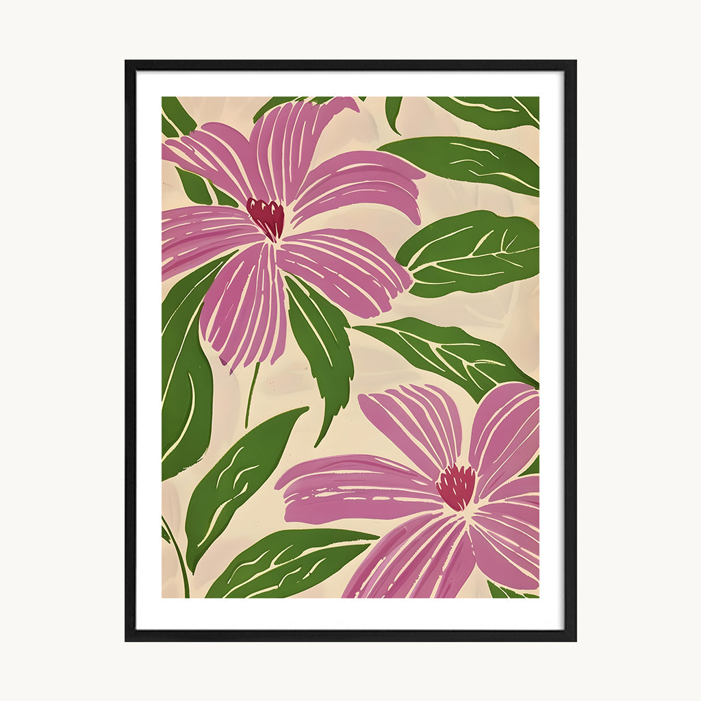Cuadro Naturaleza Flores Rosadas Patrón Decorativo 2