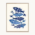 Cuadro Playa Peces Azules Ilustración Marina