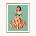 Cuadro Playa Mujer Verano Estilo Retro