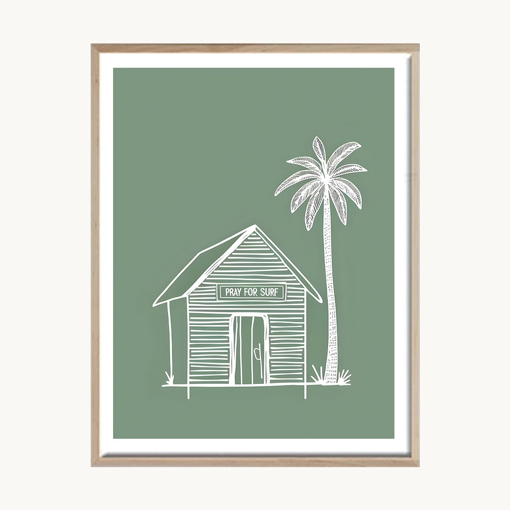 Cuadro Playa Casa de Playa Verde Minimal