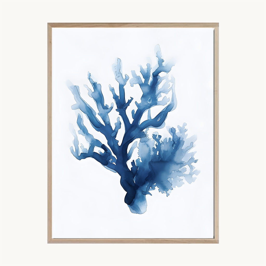 Set Cuadros Tríptico Botánica Azul Decorativa