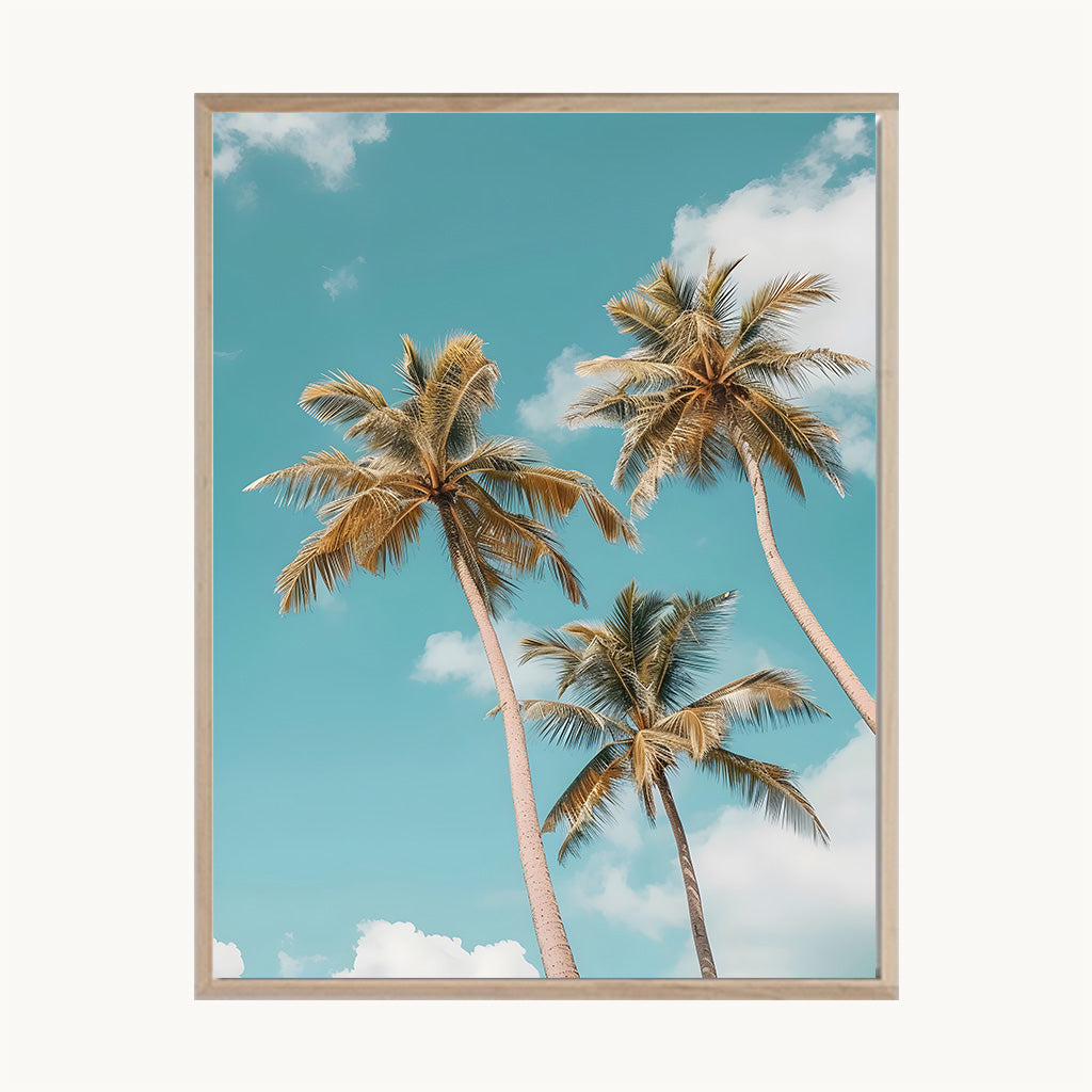 Cuadro Playa Palmeras Tropicales Cielo Azul