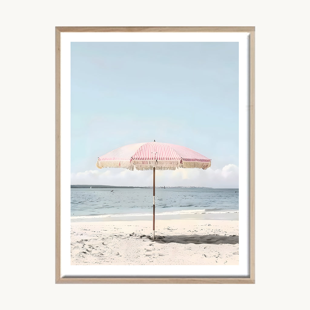 Cuadro Playa Sombrilla Rosa Playa Rosa Minimalista